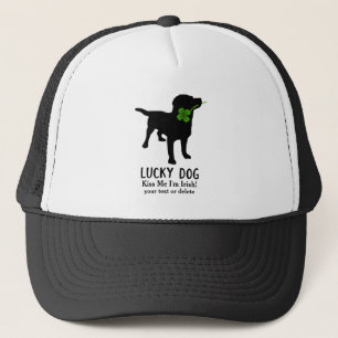 Funny Irish St. Patrick's Day Black Lab Lucky Dog Trucker Hat