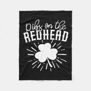 Funny Irish St Patricks Day Shamrock Dibs On The R Fleece Blanket