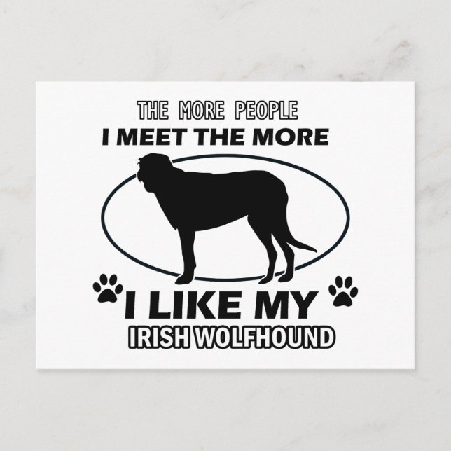 Funny irish wolfhound designs postcard (Front)