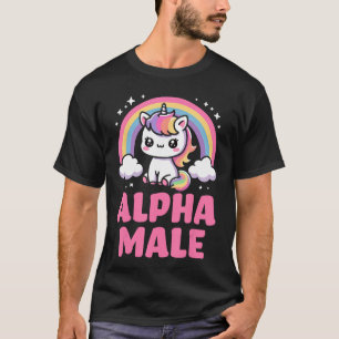 Funny Irony Mens Outfit Cute Unicorn Alpha Male gi T-Shirt