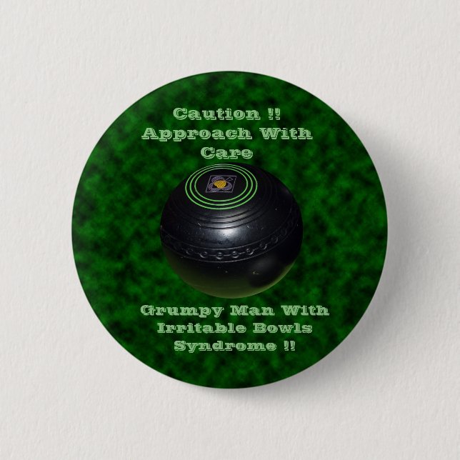 Funny Irritable Man Lawn Bowls Syndrome, 2 Inch Round Button (Front)