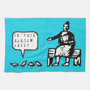 Funny Is This Gluten Free Birds Cartoon Kitchen Towel
