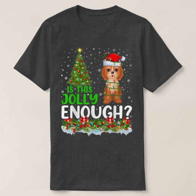 Funny Is This Jolly Enough Santa Cockapoo Dog Chri T-Shirt (Design Front)