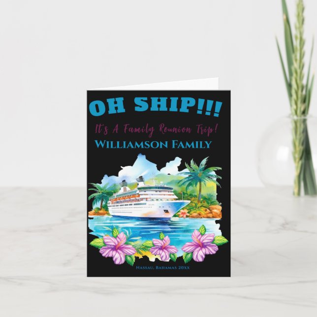 Funny Island Cruise Ship Family Reunion  Card (Front)