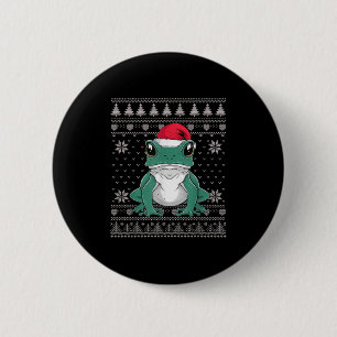 Funny Ison Dart Frog Ugly Christmas Sweater Santa  2 Inch Round Button