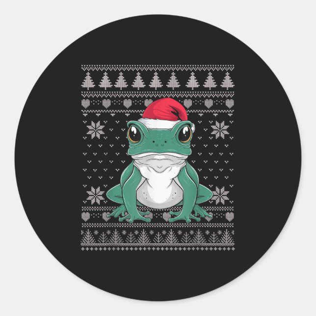 Funny Ison Dart Frog Ugly Christmas Sweater Santa  Classic Round Sticker (Front)