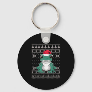 Funny Ison Dart Frog Ugly Christmas Sweater Santa  Keychain
