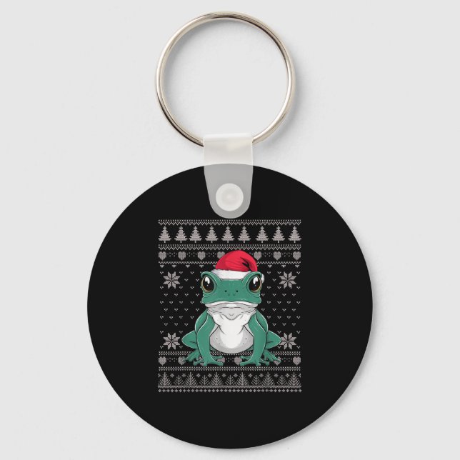 Funny Ison Dart Frog Ugly Christmas Sweater Santa  Keychain (Front)
