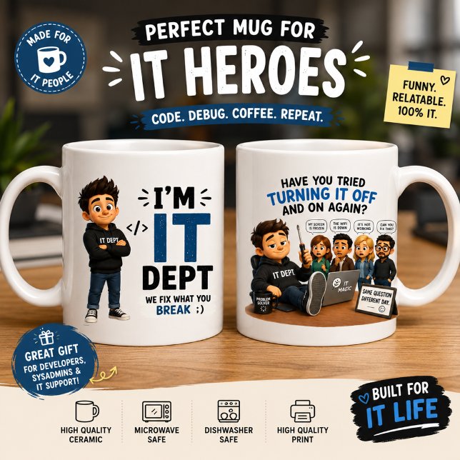 Funny IT Department Mug -Programmer & Tech Support (Creator Uploaded)