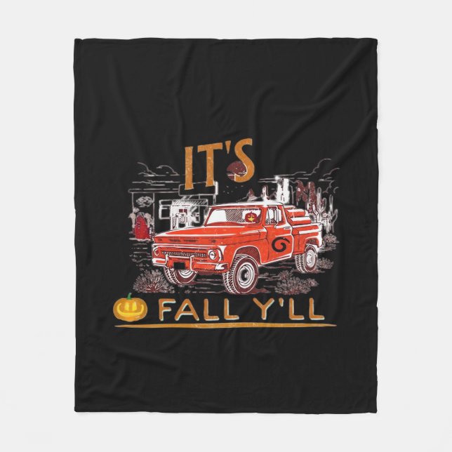 Funny It’s Fall Y’all Cute Gnomes Pumpkin Fleece Blanket (Front)
