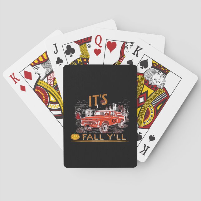 Funny It’s Fall Y’all Cute Gnomes Pumpkin Playing Cards (Back)