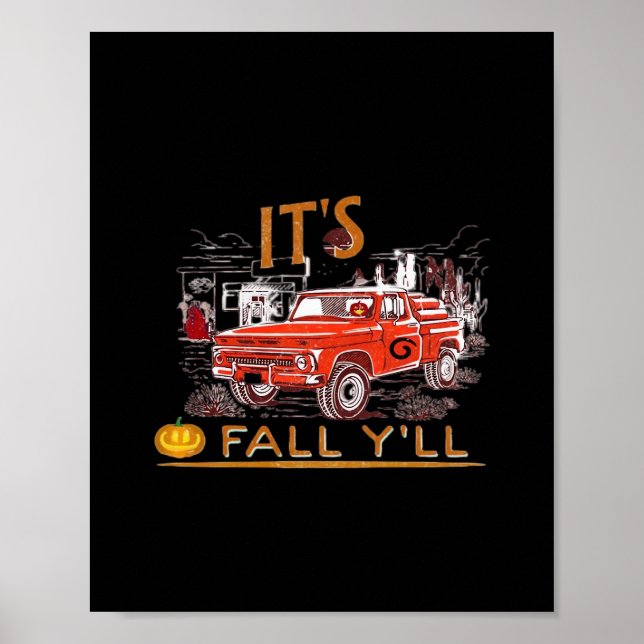 Funny It’s Fall Y’all Cute Gnomes Pumpkin Poster (Front)