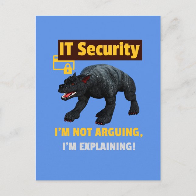 Funny IT Security Explaining Tech Humour Design Postcard (Front)