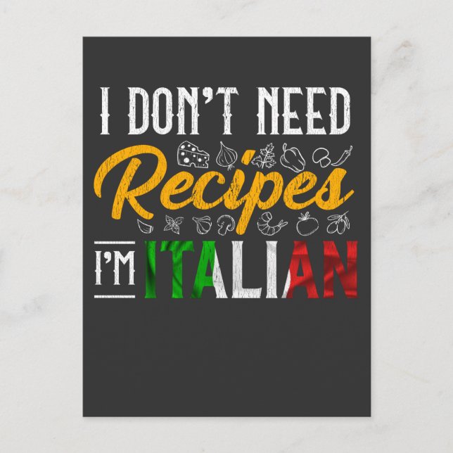 Funny Italian Cook Gift Culinary Kitchen Humour Postcard (Front)