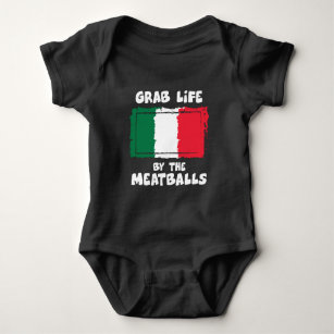 Funny Italian Gift Idea Meatball Italy Flag1 Baby Bodysuit