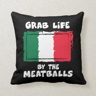 Funny Italian Gift Idea Meatball Italy Flag1 Throw Pillow