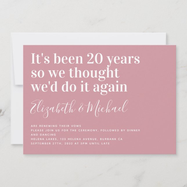 Funny It's Been 20 Years Vow Renewal Invitation (Front)
