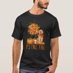 Funny It's Fall Y'all Golden Retriever Dog Hallowe T-Shirt