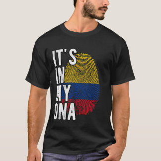 Funny it's in my DNA Colombia flag Fingerprint T-Shirt