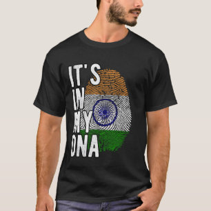 Funny it's in my DNA India flag Fingerprint T-Shirt