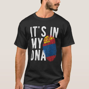 Funny it's in my DNA Mongolia flag Fingerprint T-Shirt