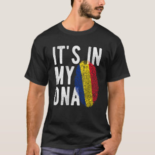 Funny it's in my DNA Romania flag Fingerprint T-Shirt