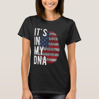 Funny it's in my DNA USA flag Fingerprint T-Shirt