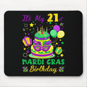 Funny It's My 21st Mardi Gras Birthday King Cake F Mouse Pad