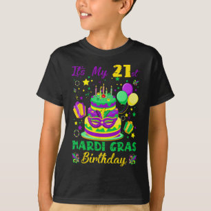 Funny It's My 21st Mardi Gras Birthday King Cake F T-Shirt