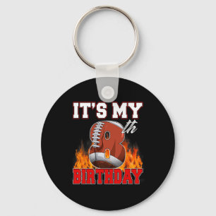 Funny It's My 8th Birthday 8 Years Old Football Ba Keychain