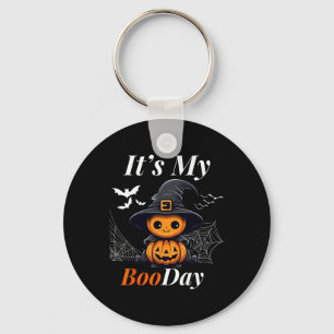Funny Its My Boo Day Cute Halloween Birthday Ghost Keychain