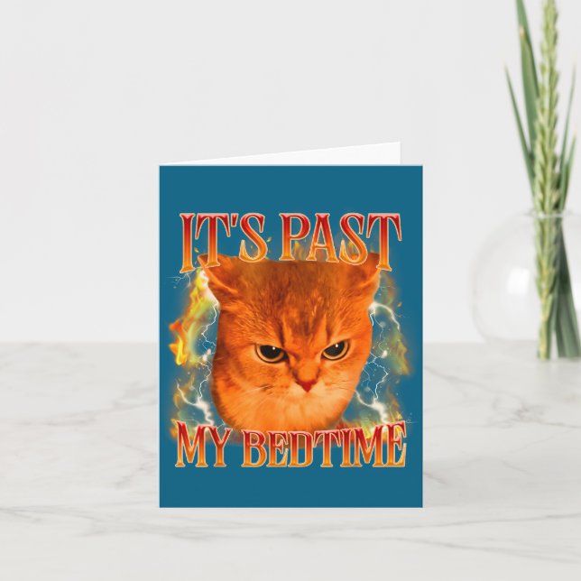 Funny It's Past My Bedtime Cat Meme Animals Humor  Card (Front)