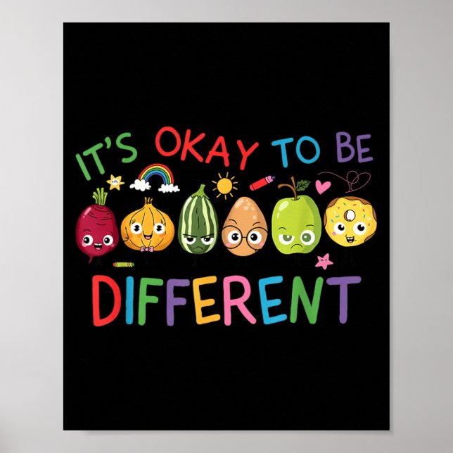 Funny Its to Be Different Teacher Autism Awareness Poster (Front)