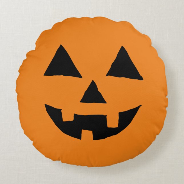  Funny Jack O Lanter Halloween Art Simple Jack O Round Pillow (Front)
