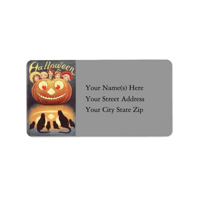 Funny Jack O Lantern Vintage Address Label (Front)