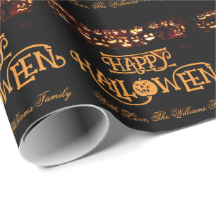 Funny Jack o'Lantern Pumpkins Happy Halloween Wrapping Paper