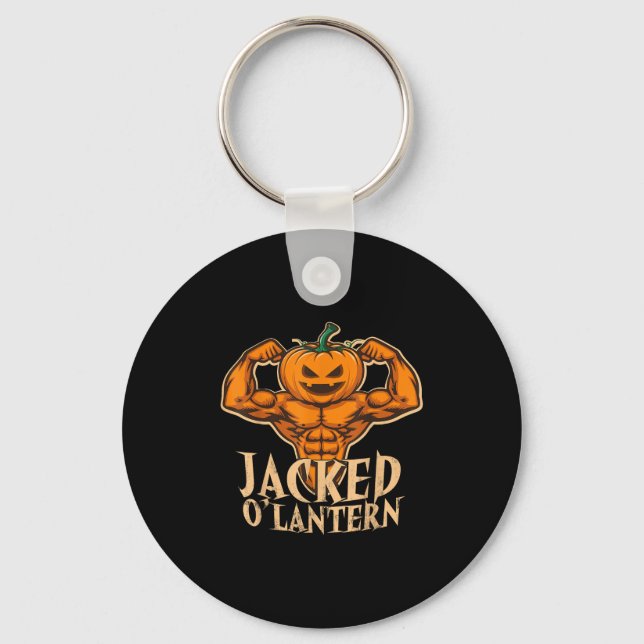 Funny Jacked Halloween Pumpkin Workout Motivation  Keychain (Front)