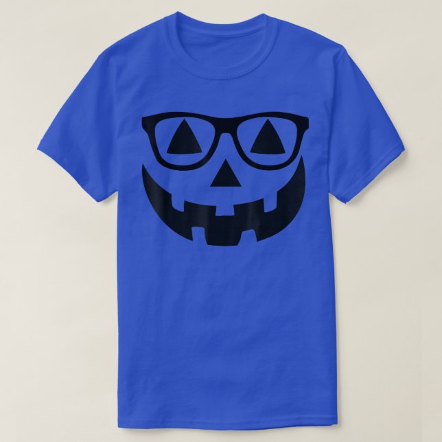 Funny JackOLantern Halloween Pumpkin Face SunGlass T-Shirt (Design Front)
