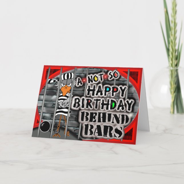 Funny Jail Bird Carte d'anniversaire (Devant)