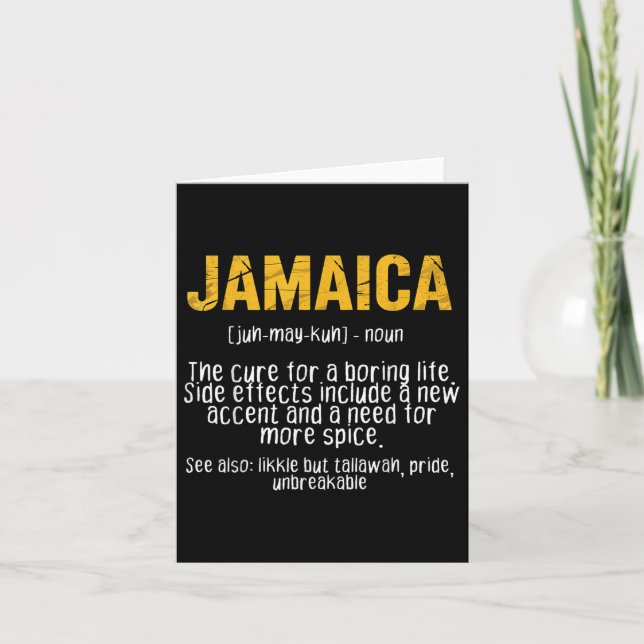 Funny Jamaica Definition Saying Jamaican Patois Hu Card (Front)