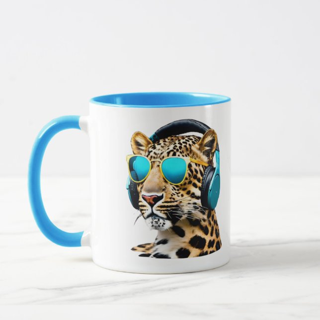 Funny Jammin' Leopard Coffee Mug (Left)