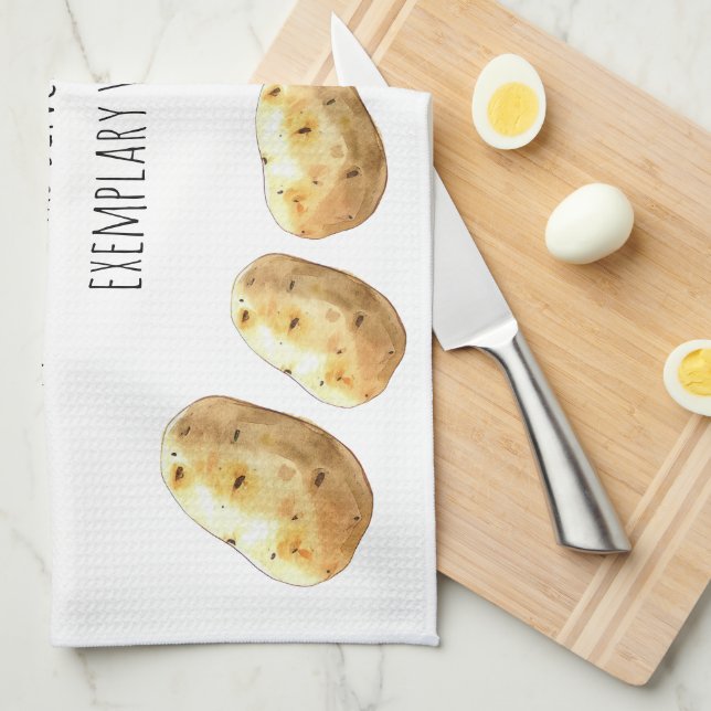 Funny Jane Austen Inspired Boiled Potato Quote Kitchen Towel (Quarter Fold)