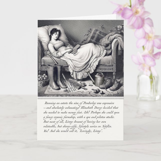 Funny Jane Austen Pride & Prejudice Greeting Card (Orchid)