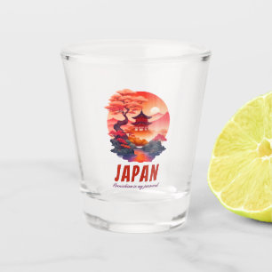Funny Japan Sunset Landscape Scenery Shot Glass