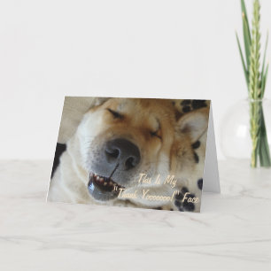 funny Japanese akita dog smiling thank you Card