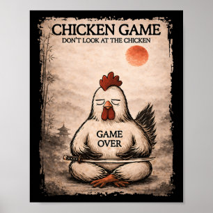 Funny Japanese Art Chicken Game Graphic Men Women Poster