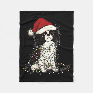 Funny Japanese Chin Christmas Graphics Dog Lights  Fleece Blanket