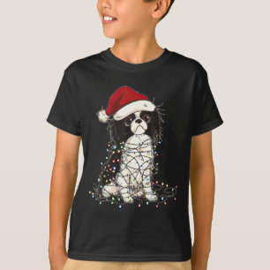 Funny Japanese Chin Christmas Graphics Dog Lights  T-Shirt
