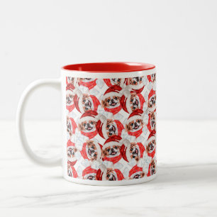Funny Japanese Chin Christmas Pattern Two-Tone Coffee Mug