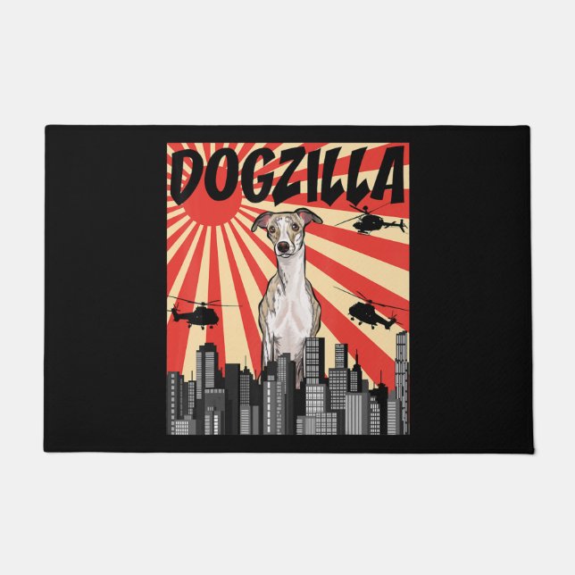 Funny Japanese Dogzilla Whippet Doormat (Front)